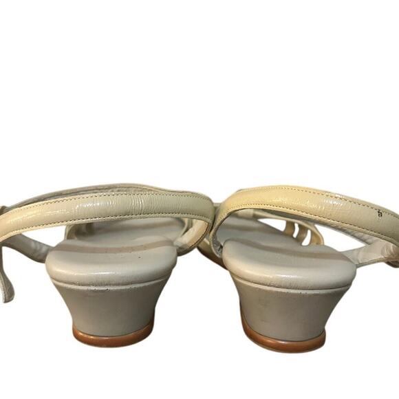 SAS Size 9 Strappy Kitten Wedge Sandal Cream White Patent Leather Vacation Comfy - Picture 5 of 9